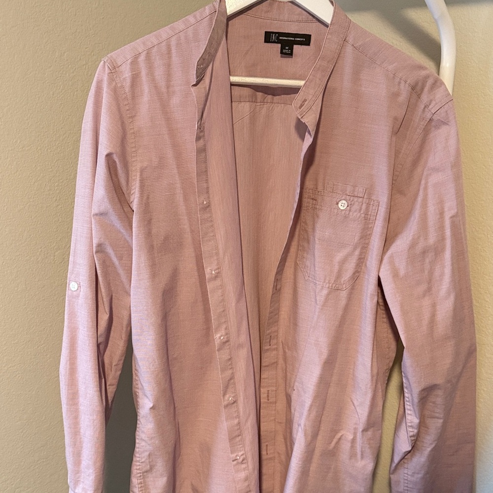 INC International Concepts Men's Pink Casual Button Down Shirt